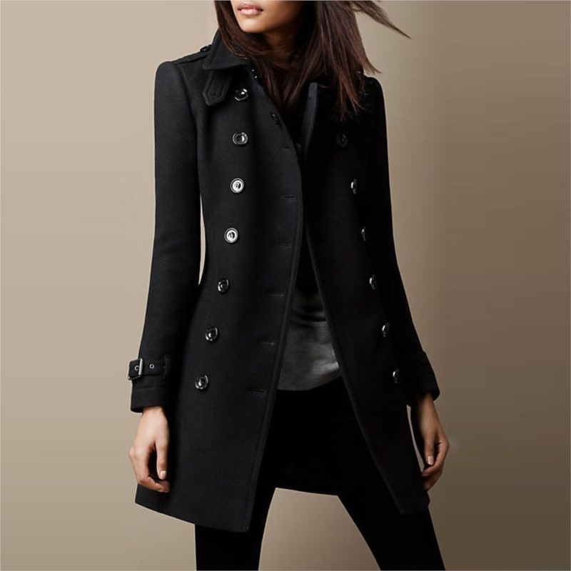 Automne hiver nouveau élégant femmes veste manteau mode laine noir à manches longues Double boutonnage ample Streetwear femmes manteaux veste