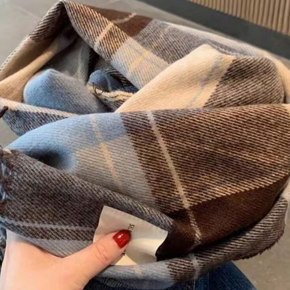 Écharpe unisexe d'hiver, style coréen, motif écossais classique britannique, épaisse, pour étudiants, automne-hiver, pour garder le cou au chaud