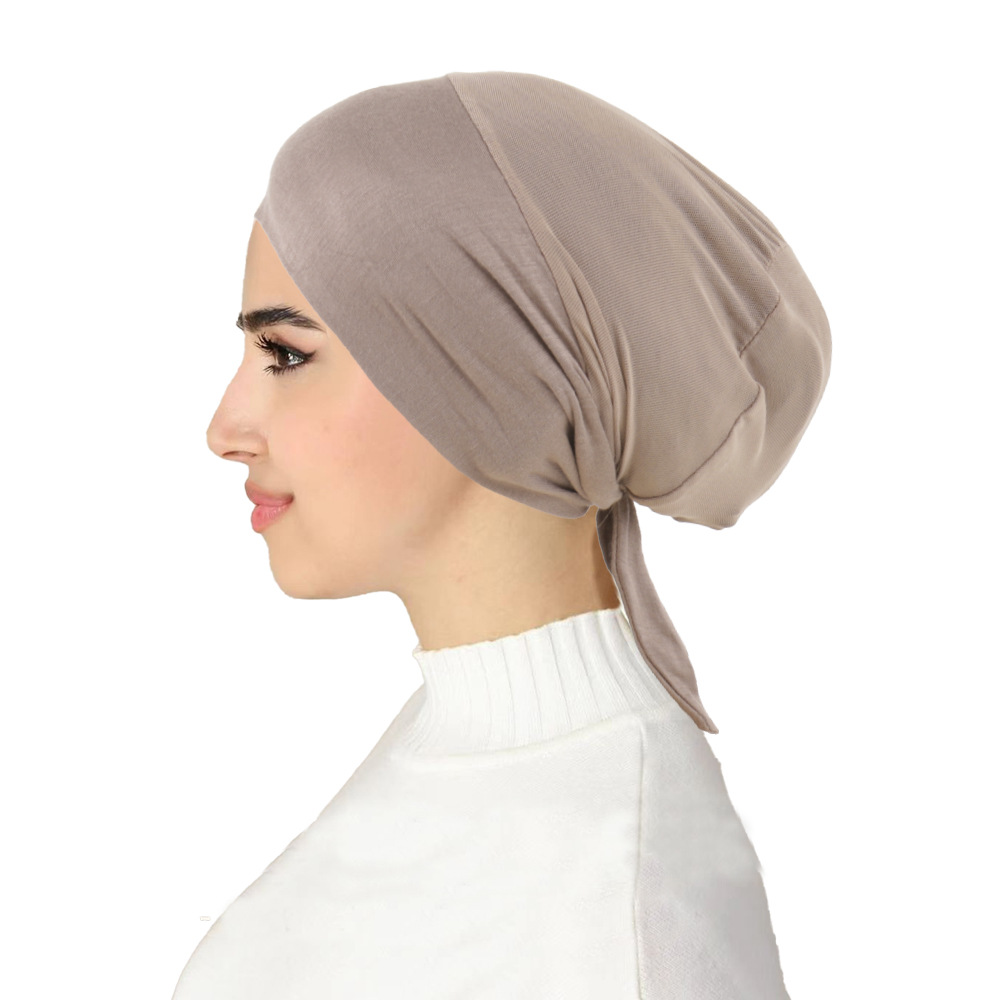 Femmes musulmanes maille respirant élastique cravate corde dos intérieur Hijab casquettes extensible sous-écharpe Bonnet chapeaux Turbante réglable