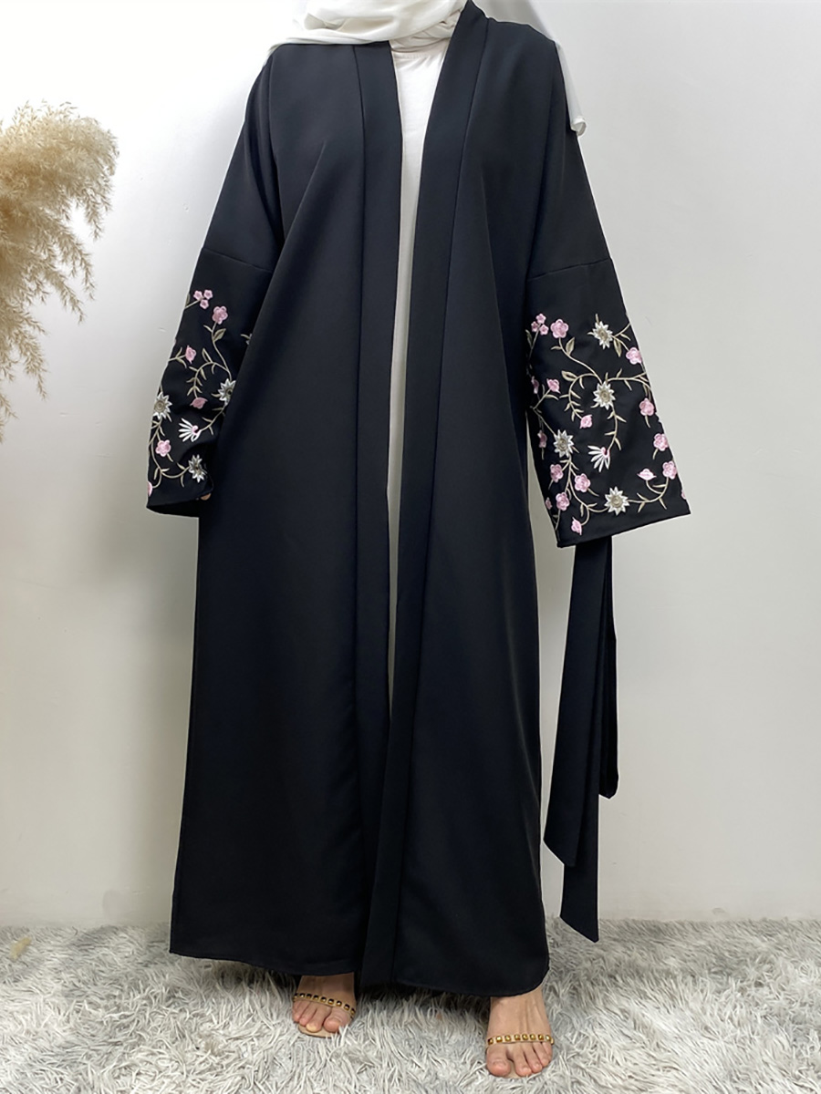 Abaya noire brodée pour femmes musulmanes, kimono de luxe, Islam, caftan marocain, robe de Turquie, cardigan pour Ramadan, Dubaï