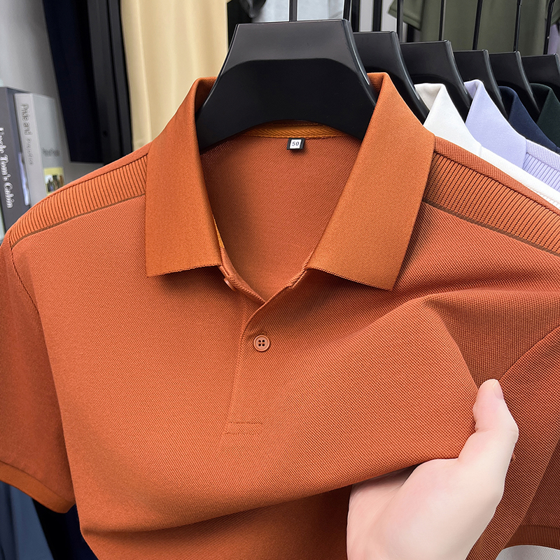 Marque haut de gamme coton mercerisé manches courtes polo Summer Fashion confortable respirant Business Casual monochrome hommes t - shirt