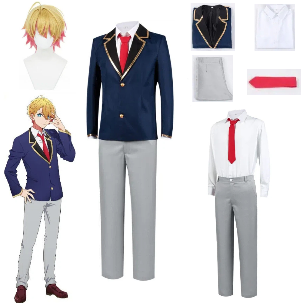 Costumes de cosplay Anime Oshi No Ko, perruque, chemise, cravate, Hoshino Ai, Aqua Ruby, Arima Kana, tenues de jeu de rôle d'anime pour Halloween