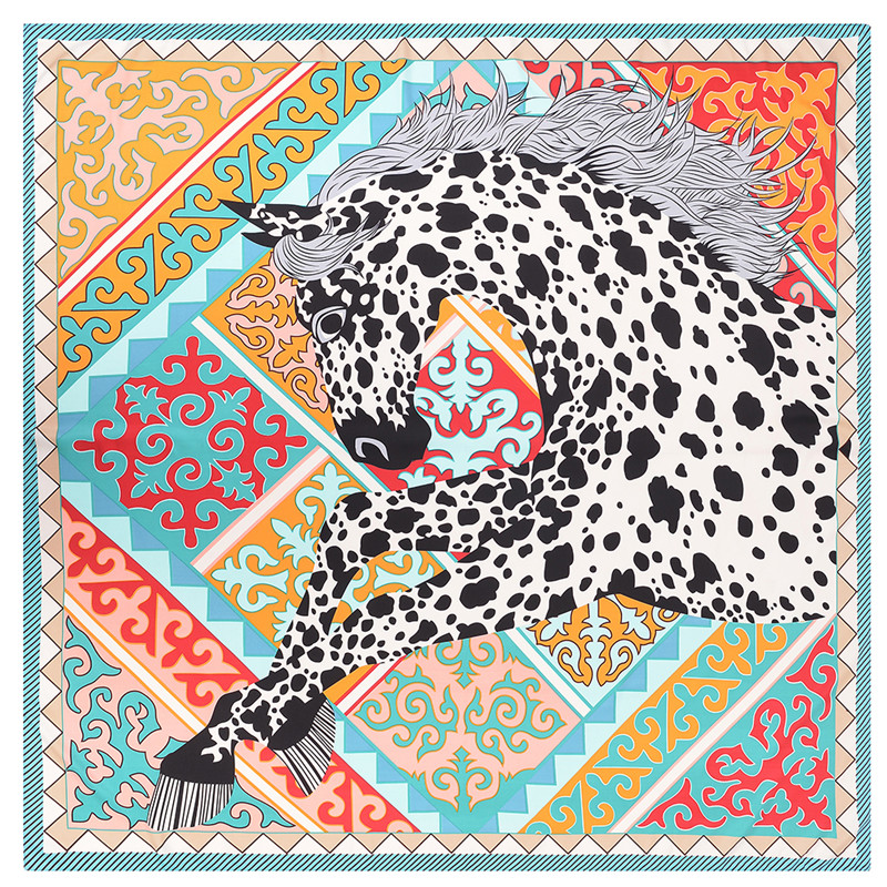 POBING-Foulard de Marque de Luxe pour Femme, Imprimé Léopard Géométrique, Nairobi Orn, Carré, Grand, Sergé, InjSpring