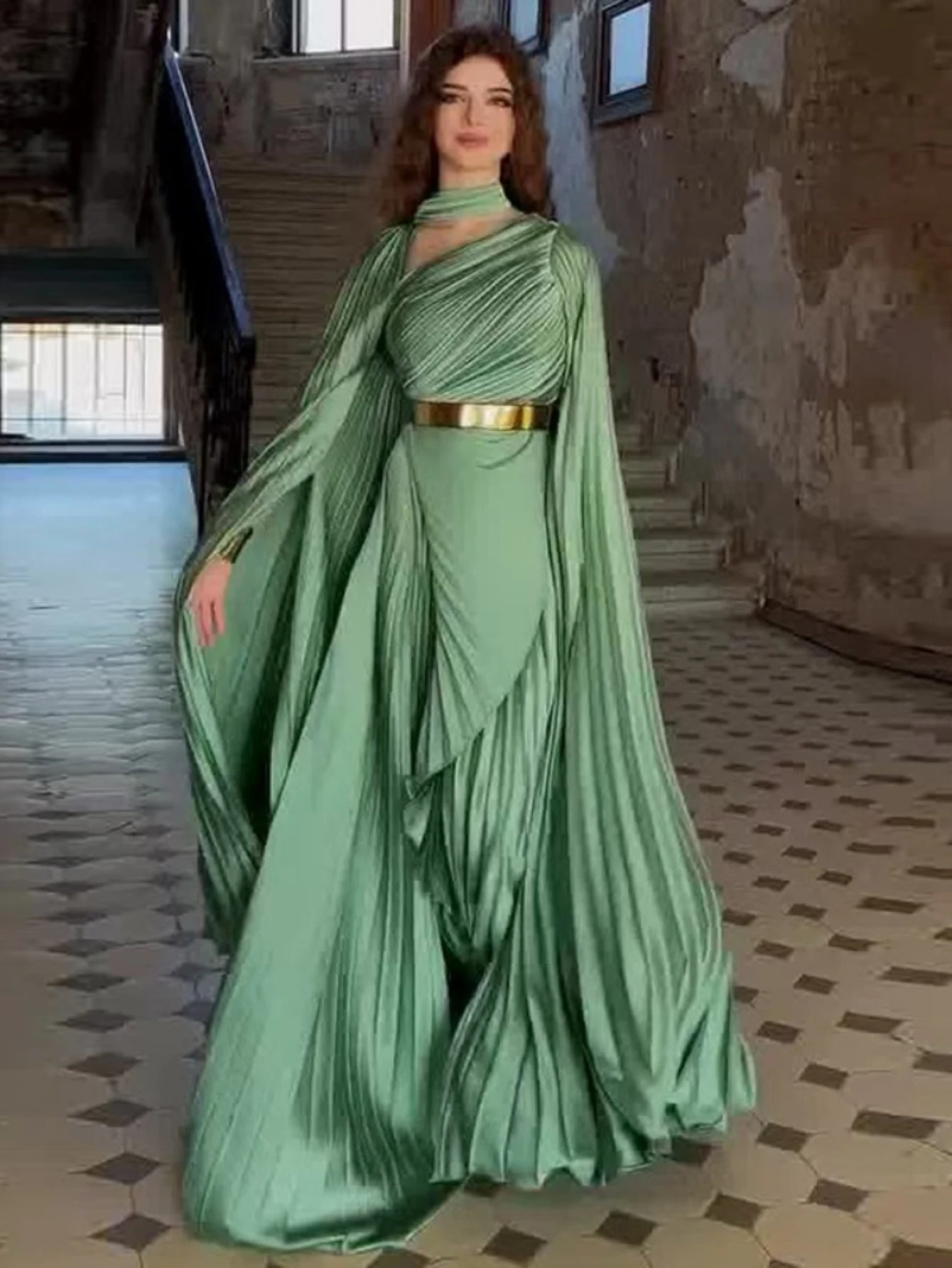 Robe de soirée Eid musulmane Abaya femmes fête plis irréguliers Jalabiya robes dubaï Largos longue Robe Ramadan maroc Caftan dubaï
