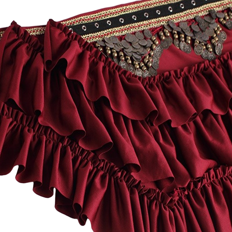 Écharpe de hanche de danse du ventre pour femme avec pièce de monnaie en cuivre, satin vintage tribal ATS, ceinture ronde, costume arabe de luxe extra long, photographie