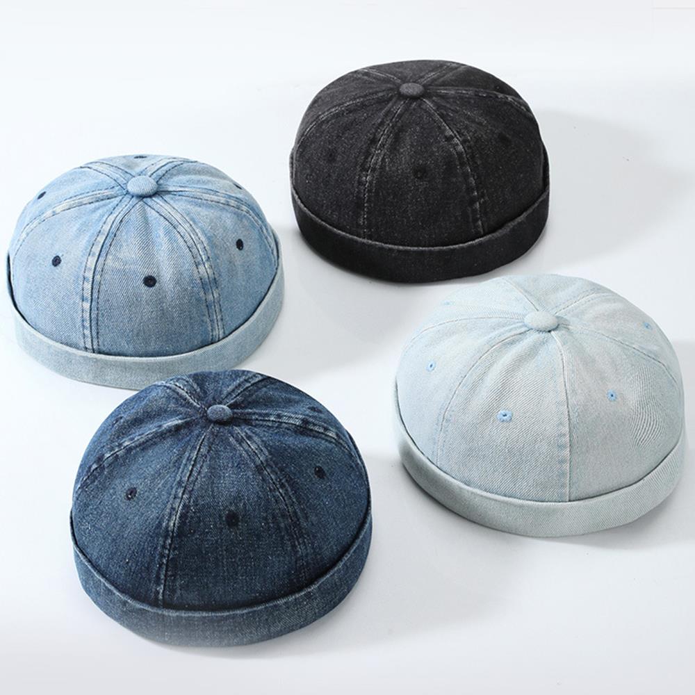 Mode dôme Melon casquette Vintage Denim sans bords chapeau Hip Hop propriétaire chapeau unisexe Streetwear bonnet chapeaux hommes femmes Docker casquette