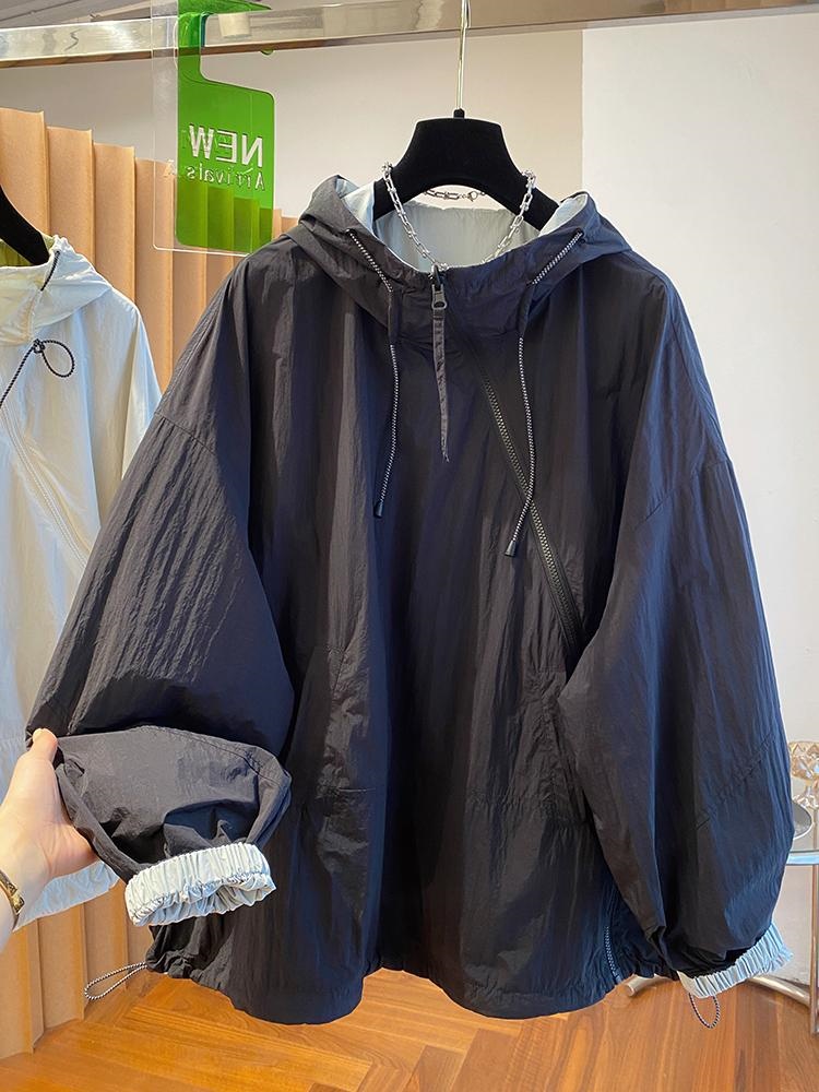 Femmes vestes à capuche diagonale fermeture éclair conception Vintage veste 2025 printemps automne nouveau Baggy mode à manches longues chemise
