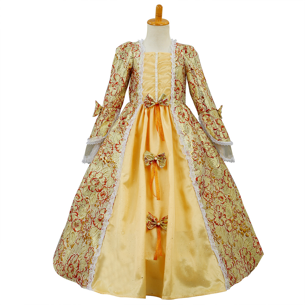 Robe victorienne rococo pour filles, brocart, motif Floral, robe de bal d'anniversaire, Costume de vacances historique