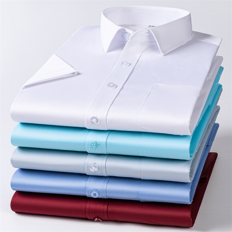 Nouvelles chemises pour hommes à manches courtes, chemises habillées pour hommes, coupe slim, chemise sociale, chemisier de bureau, chemise blanche avec poche, vêtements pour hommes, tailles S-7XL