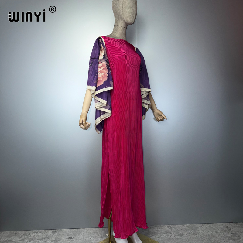 Robe plissée slim WINYI, élastique, style bohème, paréo de plage, caftan de vacances, abaya pour femmes musulmanes, tenue de soirée de luxe Dubaï