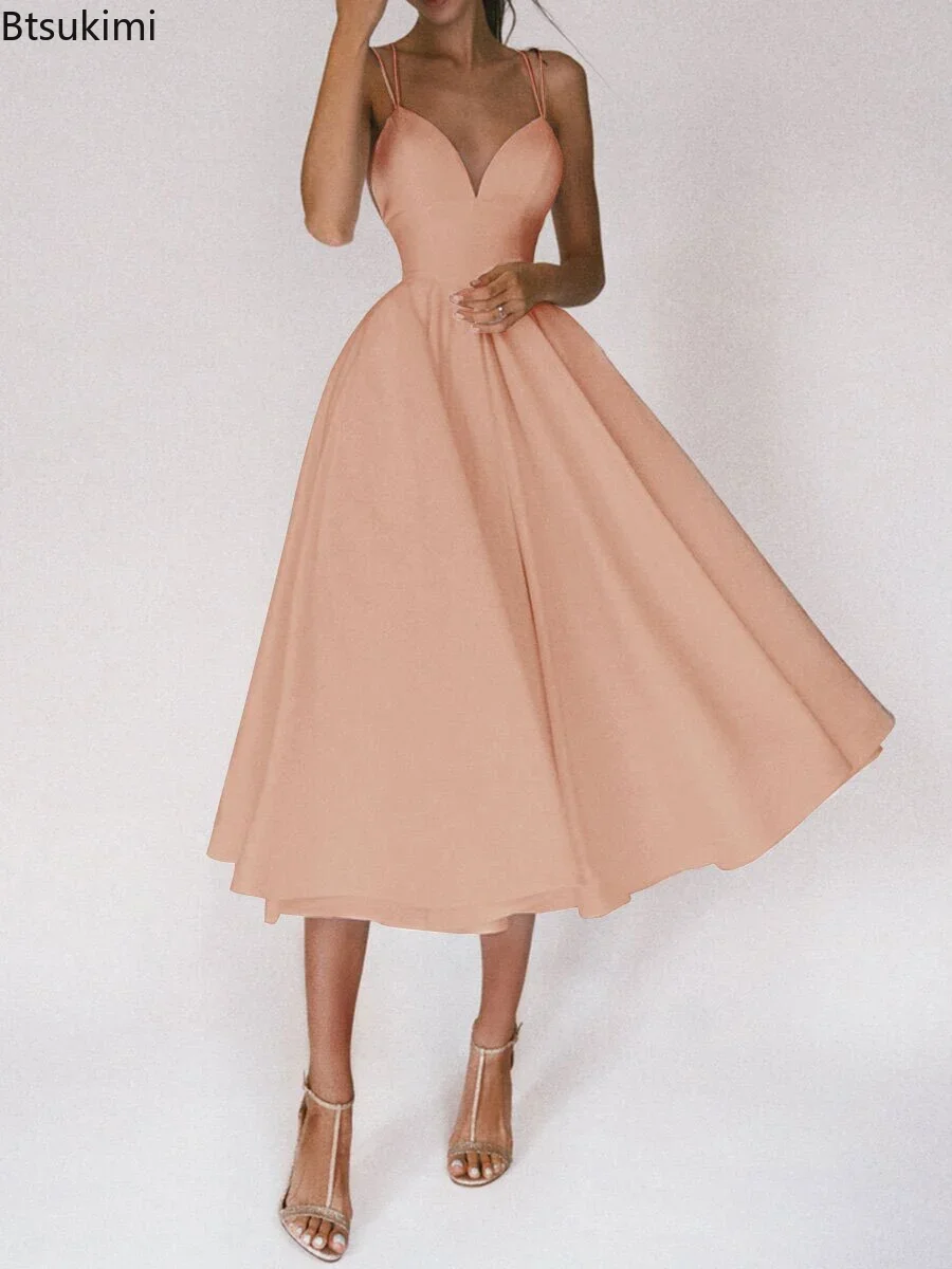 Nouveau 2026 Élégant Invité De Mariage Longues Robes De Soirée pour Les Femmes D'été Sexy Slip Dos Nu Robe De Bal Midi Robes Tenue Décontractée Robe