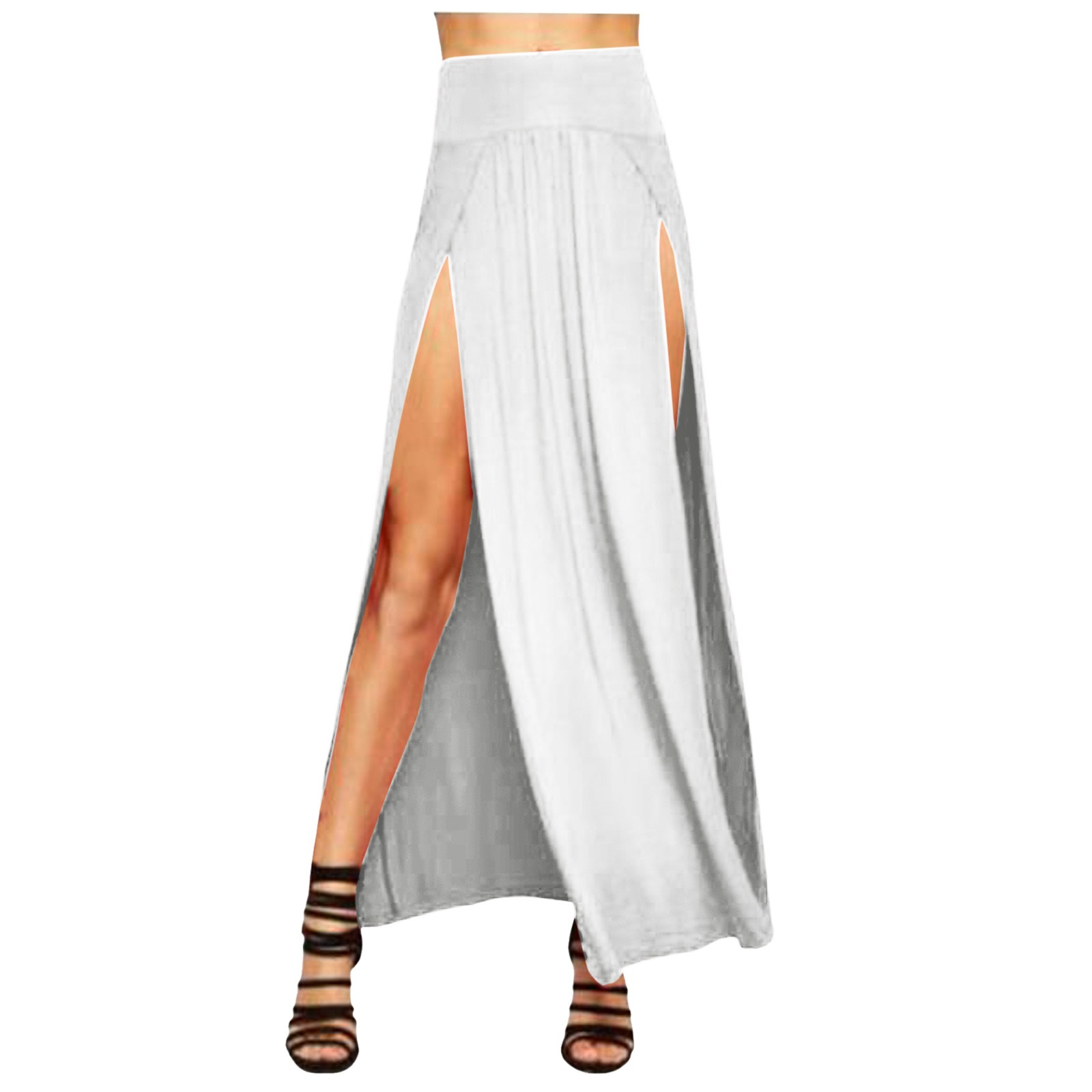 Jupes pour femmes femmes Double fente Maxi jupe longue dames plaine basique deux côtés fente 4 22 jupe courte en cuir