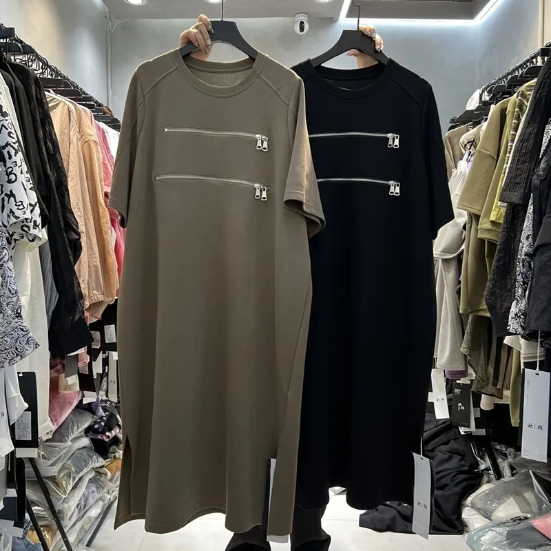 Robe Extra Large à Col Rond et Manches Courtes pour Femme, Jupe Longue, Fermeture Éclair, Été, 300 kg