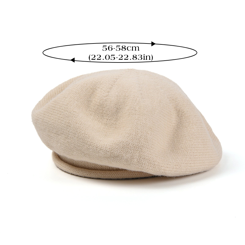 Béret en laine tricoté pour femme, style vintage, couleur unie, chaud, pour l'automne et l'hiver, casquette de peintre artiste japonaise et coréenne, anti-froid