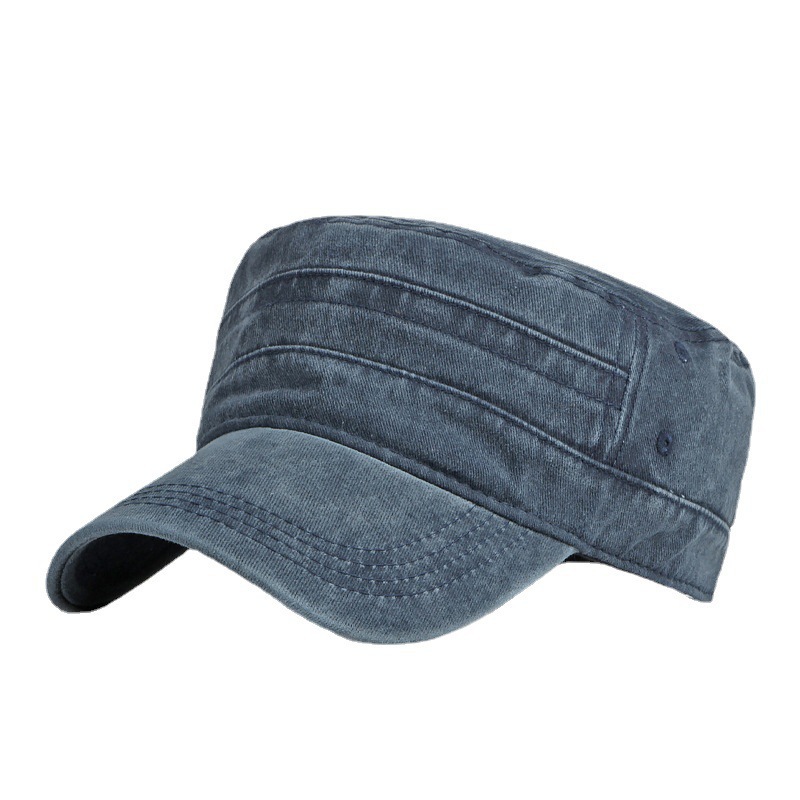 Chapeau Militaire Printemps-Été à Bord Court pour Hommes et Femmes, Casquette Plate Rétro en Coton Lavé pour Grande Taille, Protection Solaire, Chapeau de Pêche