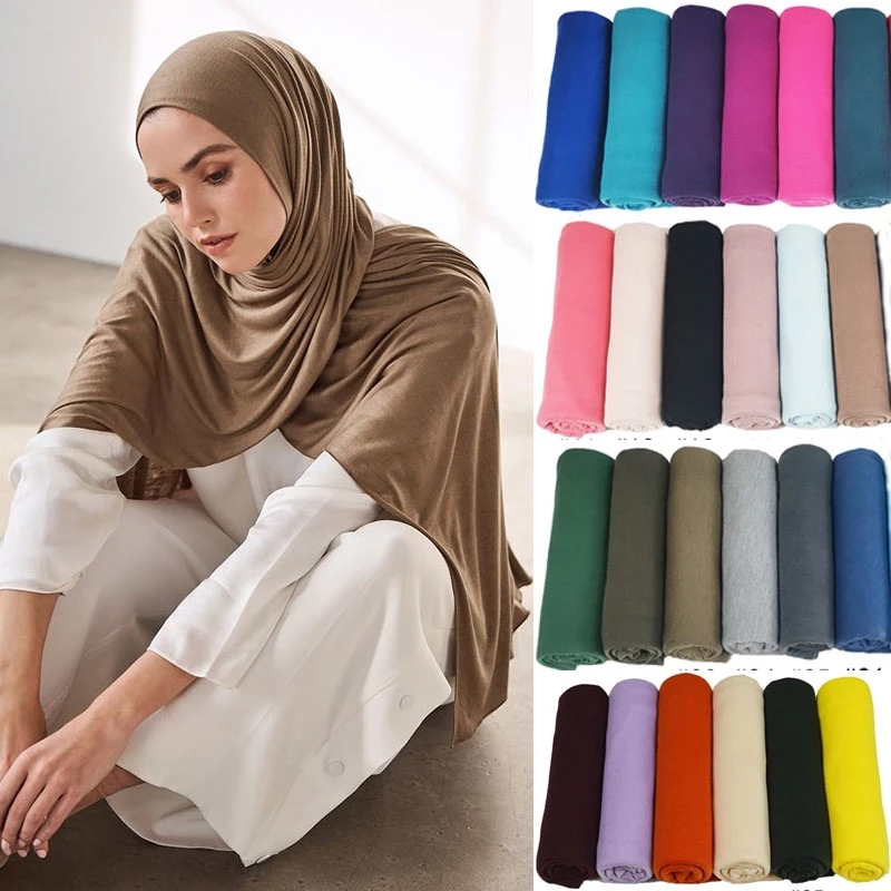 Big Size Foulard en Jersey Hijab Musulman pour femmes, doux, de couleur unie, Bandana,  2021，hijab femme musulman foulard femme voile femme musulman foulard musulmane pour femme islam turban femme bonnet hijab，echarpe