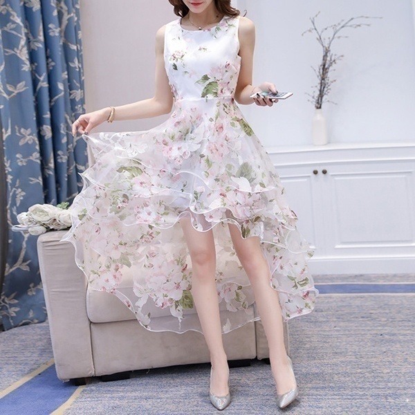Robe longue bohème pour femme, imprimé floral, robe de bal, robe de plage, robe irrégulière, vestidos