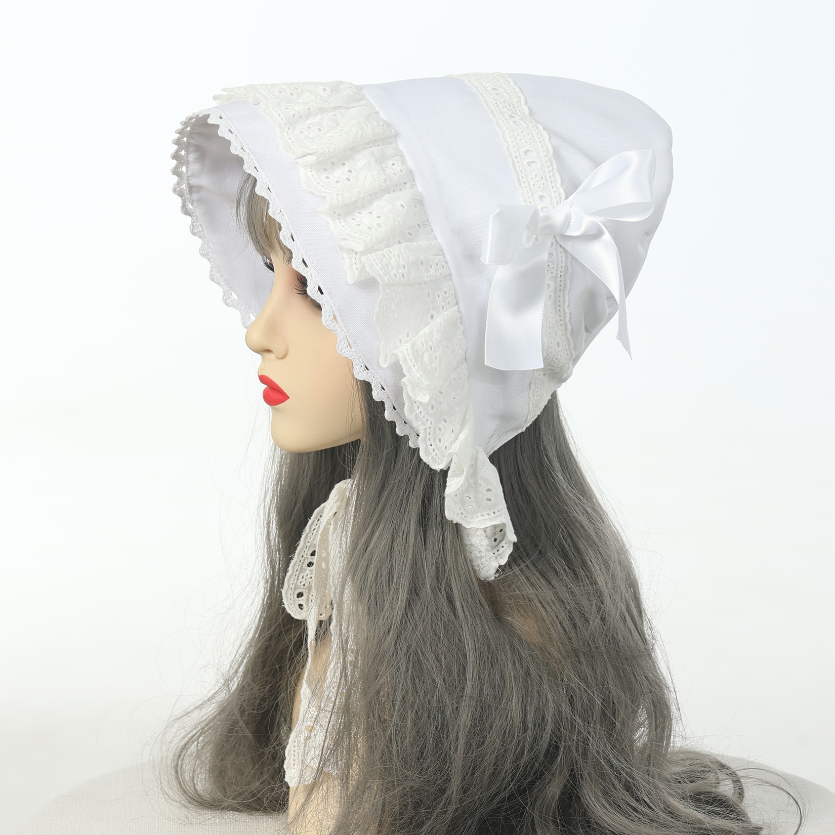 Bonnet Lolita pour femmes, chapeaux victoriens Vintage en dentelle de coton rose, accessoires de Cosplay