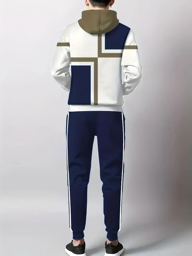 Le nouvel ensemble pour hommes pour le printemps et l'automne 2025 présente une impression de motifs à carreaux 3D décontractés, à la mode, confortables et douces