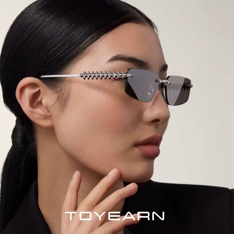 Lunettes de soleil métalliques sans monture pour femmes et hommes 2025 – Style vintage punk, marque de luxe, design tendance, pour voyage en extérieur, populaires, hip-hop, protection UV400