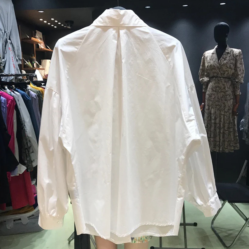 Chemisier ample à col pointu pour femmes, élégant, mode décontractée, chemises à manches longues, col rabattu, hauts, vêtements simples