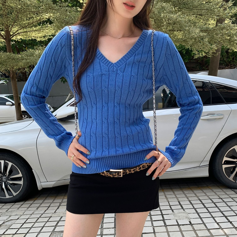 Pulls en tricot torsadé pour femmes 2026, mode coréenne, col en V, pull, sueter mujer, décontracté, tout assorti, hauts de pull, pull femme