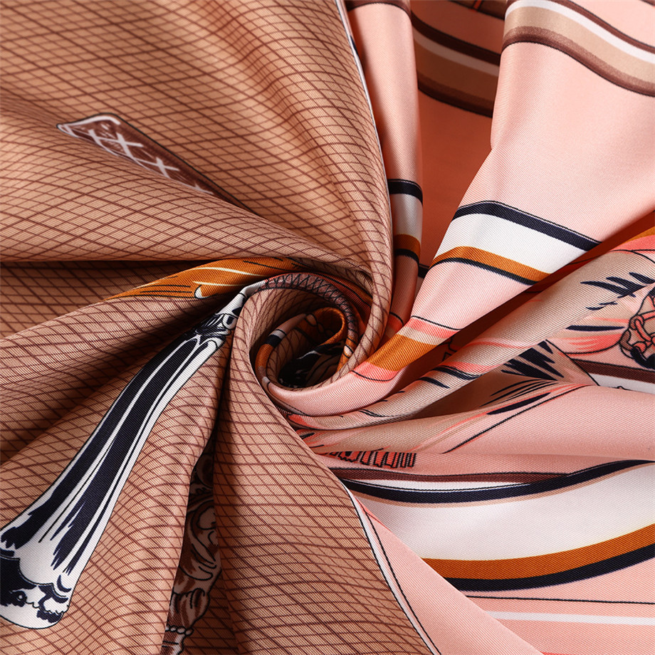Grand Foulard Carré en Sergé de Marque de Luxe pour Femme, Bandana, Design à la Mode, Châle, 130cm