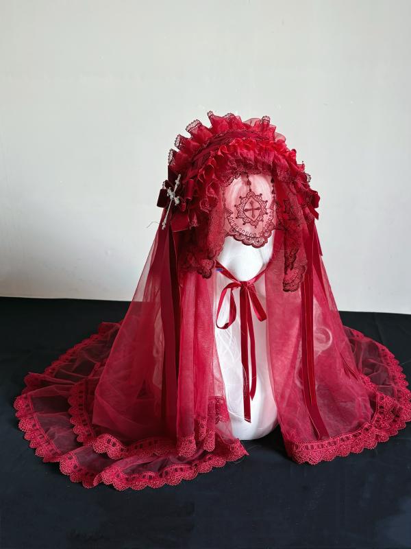 Voile de nonne gothique originale, bandeau d'Halloween, coiffe Lolita, style Dark Angel Subculture.