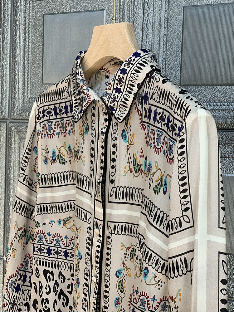 Chemise à manches longues imprimée InjRevers pour femme, haut ajusté, chemise Mulberry rétro, haute qualité, Y2K, nouveau