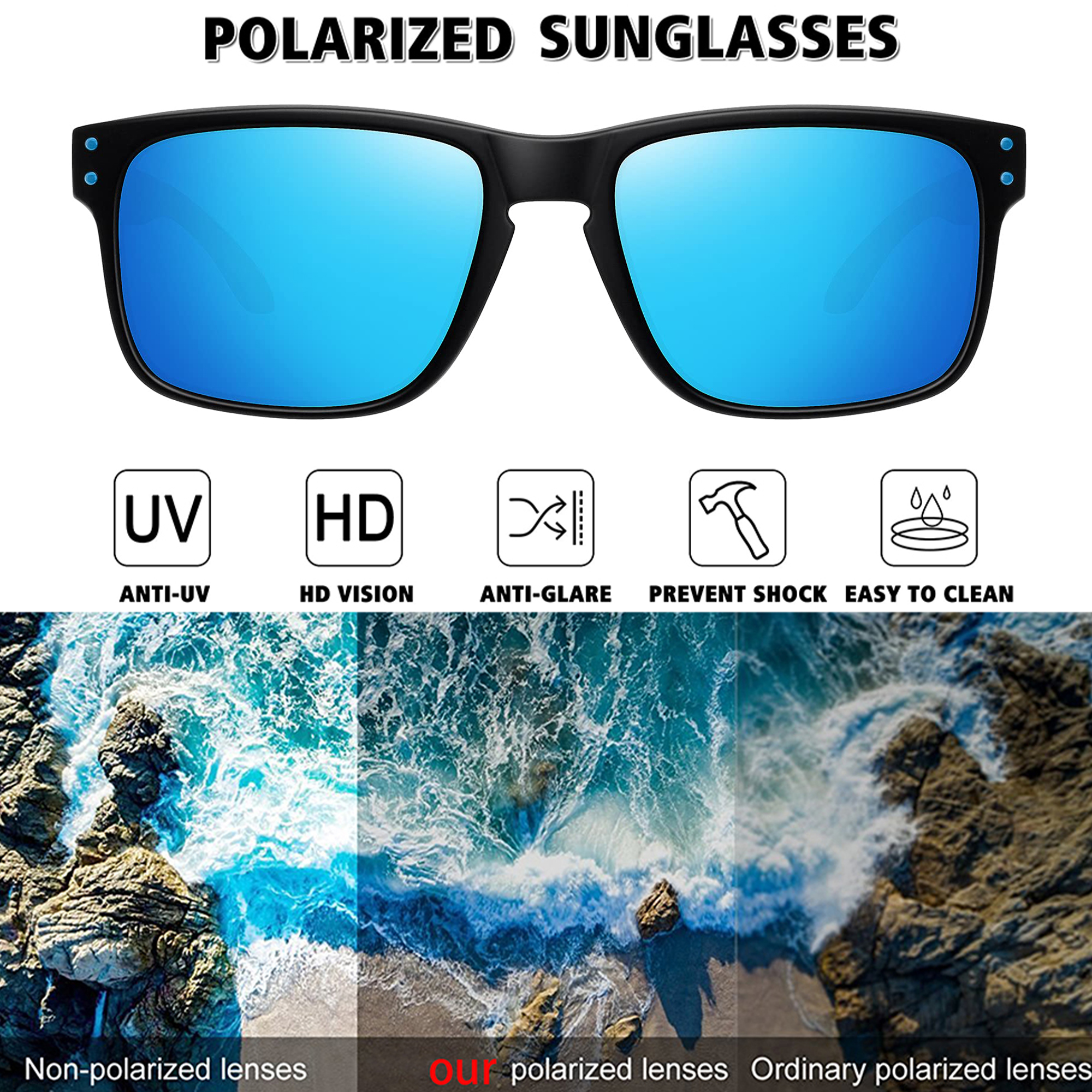 Lunettes de soleil polarisées pour hommes et femmes, lunettes de sport, de conduite, de pêche, Protection UV400