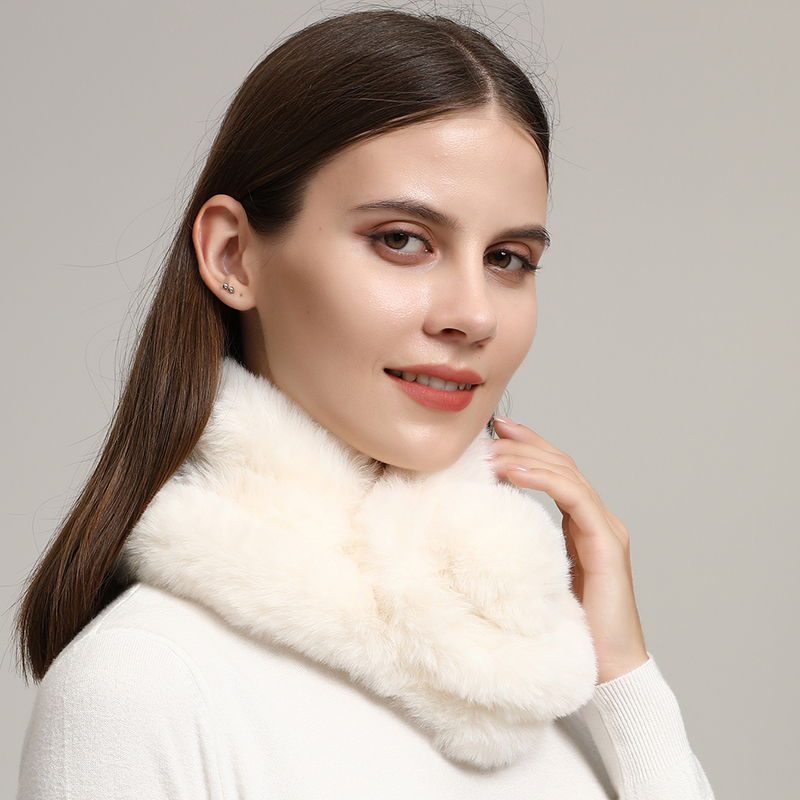 Hiver femmes trois tubes lapin cheveux écharpe couleur unie Simple enveloppement extérieur chaud épaissi foulard silencieux 70*14 cm