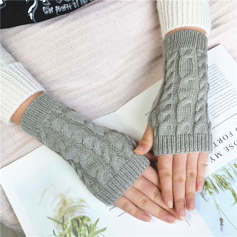 Gants d'hiver chauffe-mains pour femmes, mitaines en fausse laine tricotée, à la mode, sans doigts, nouvelle collection