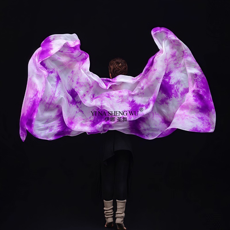 Nouveau foulard de danse du ventre soie cravate-teinture voiles voile de danse du ventre châles femmes léger lancé à la main écharpe châle dégradé voile Performance