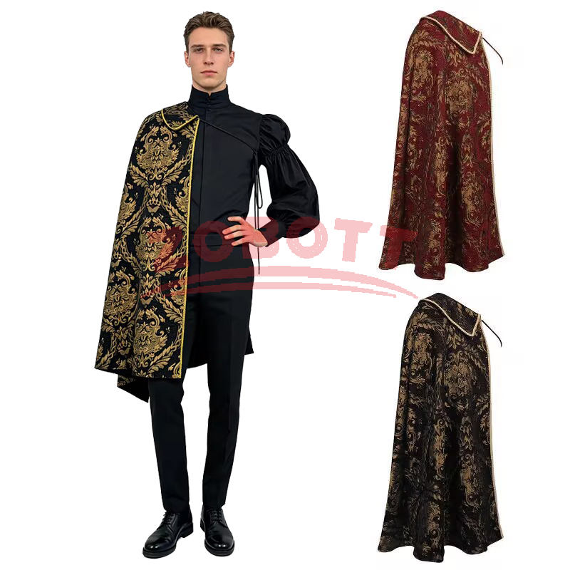 Cape à une épaule style médiéval Renaissance Steampunk, châle noble Tudor, costume de roi