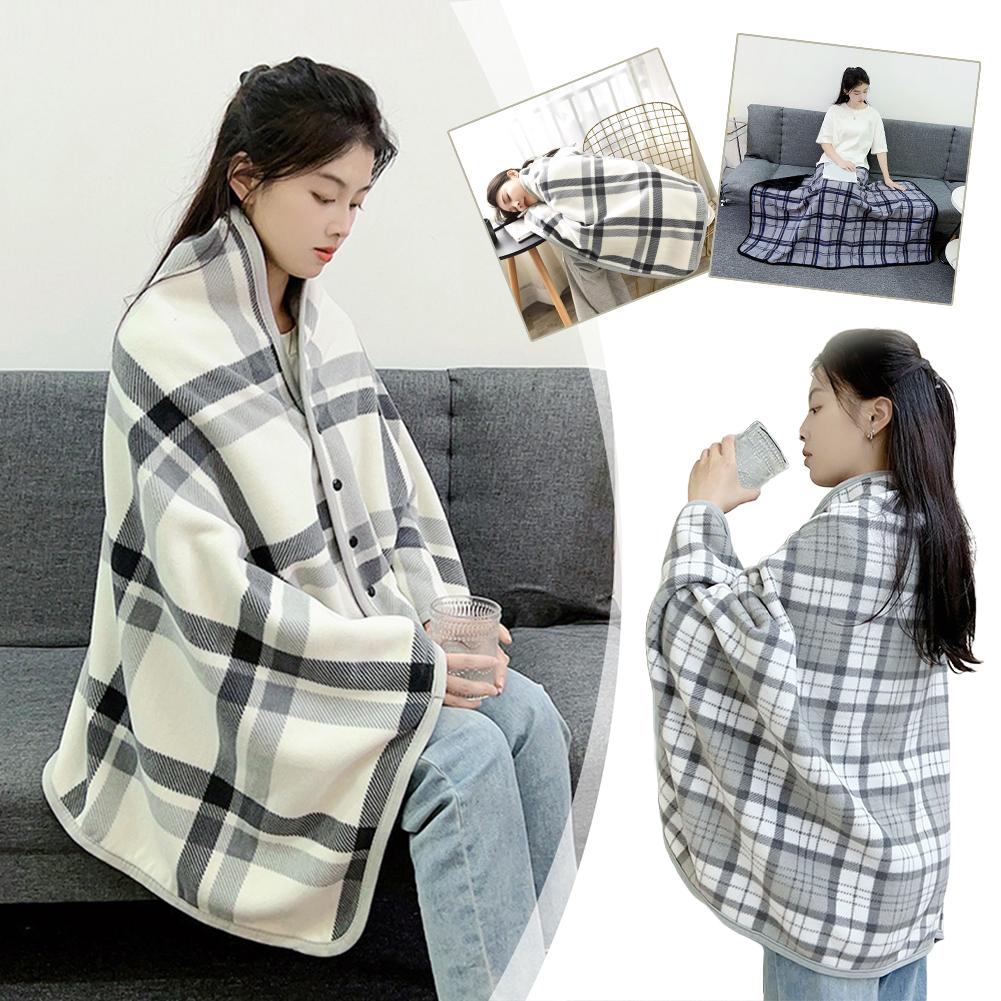 Couverture châle multifonctionnelle pour sieste au bureau, Cape couvrant les jambes, chaleur du canapé, écharpe épaisse en Double Tartan
