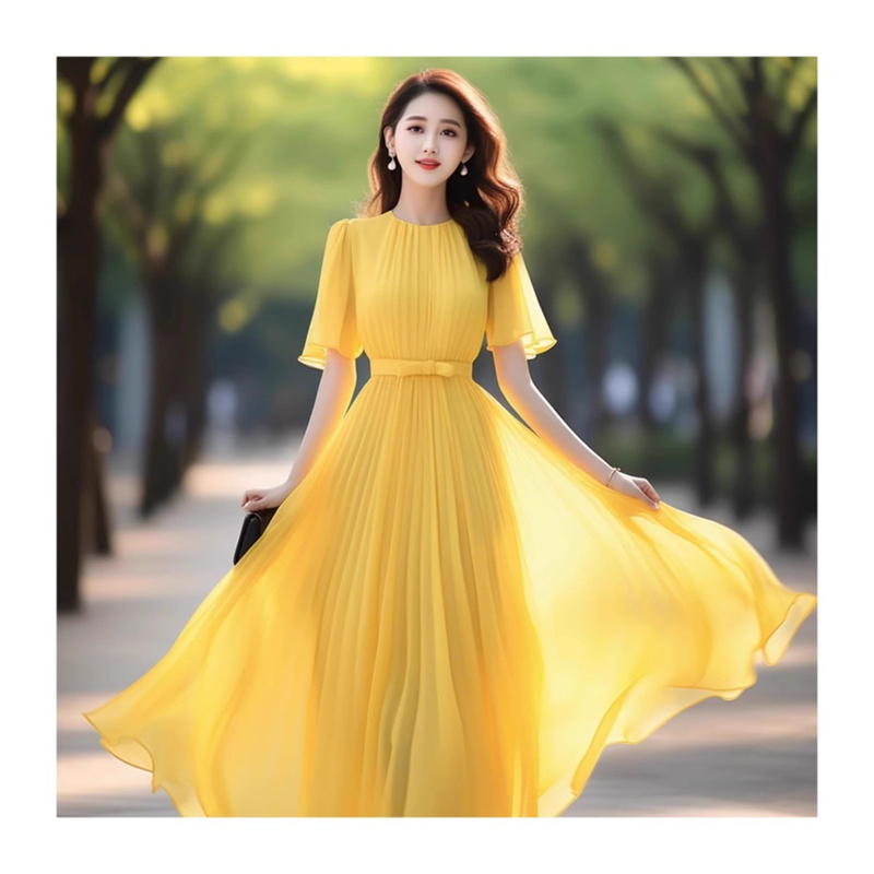 2025 été en mousseline de soie Chic bal de mariage robe mi-longue femmes élégant décontracté bohème plage vacances robe coréenne moulante fête robes