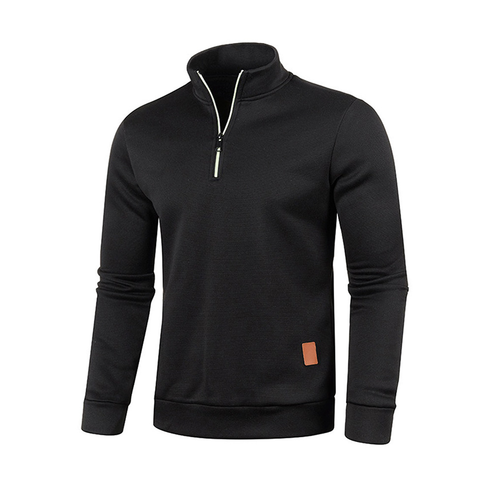 Pull à col roulé avec fermeture éclair pour homme, sweat-shirt d'extérieur, pull à demi-fermeture éclair, vêtements solides, PVD, printemps, automne