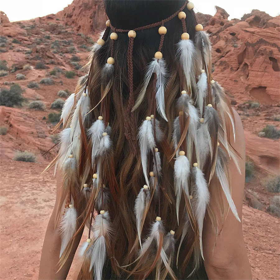 Bandeau en plumes de paon pour femmes, style Boho, accessoires pour cheveux, Festival, Turban en plumes de paon, réglable, bijoux, nouvelle mode 2023