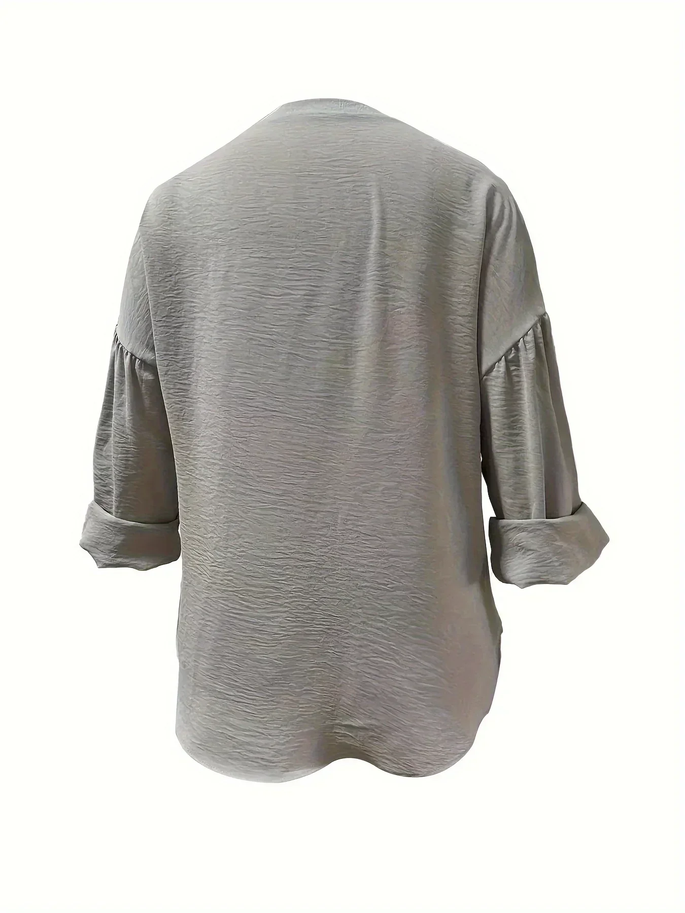 Grande taille 1XL-5XL femmes décontracté couleur unie Blouse dames mode hauts amples col en v Blouse à manches longues chemise