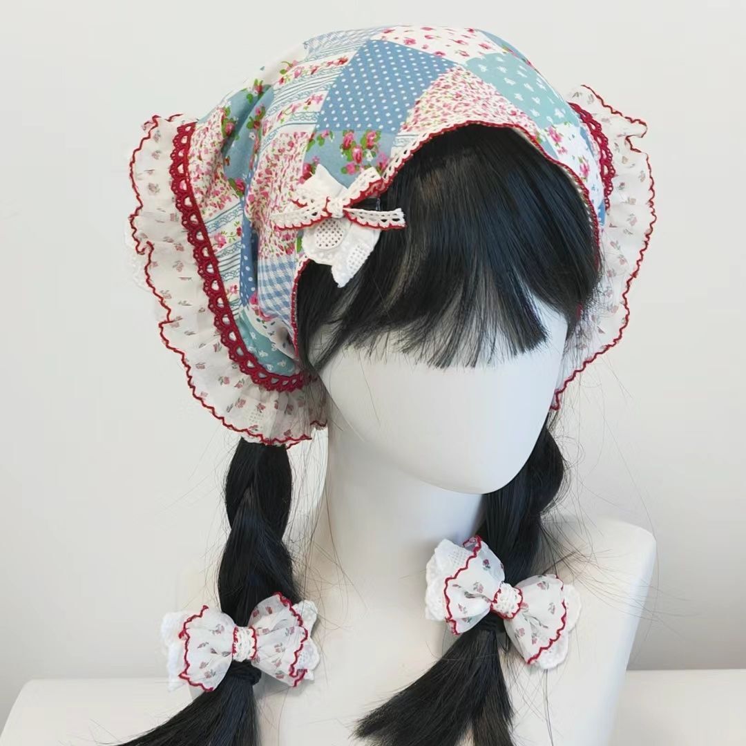 Écharpe de sauna à fleurs françaises pour filles, foulard triangle, doux et mignon, style campagnard, accessoires pour cheveux, nouveau vêtement
