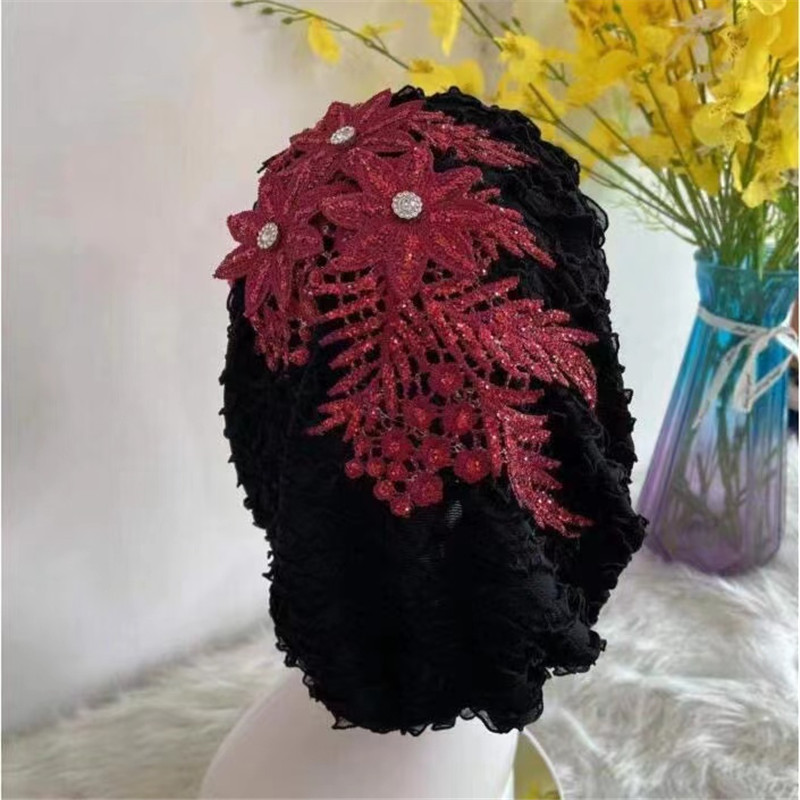 Casquette Turban à fleurs pour femmes, bandes de cheveux, Bonnets prêts à porter, foulard musulman, tenue, accessoires de couvre-chef