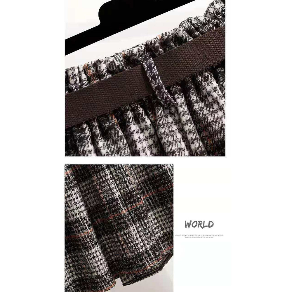Femmes coréennes mode loisirs Plaid laine jupe automne hiver nouvelle taille haute mi-longue irrégulière laine jupes Femme grande taille 4XL