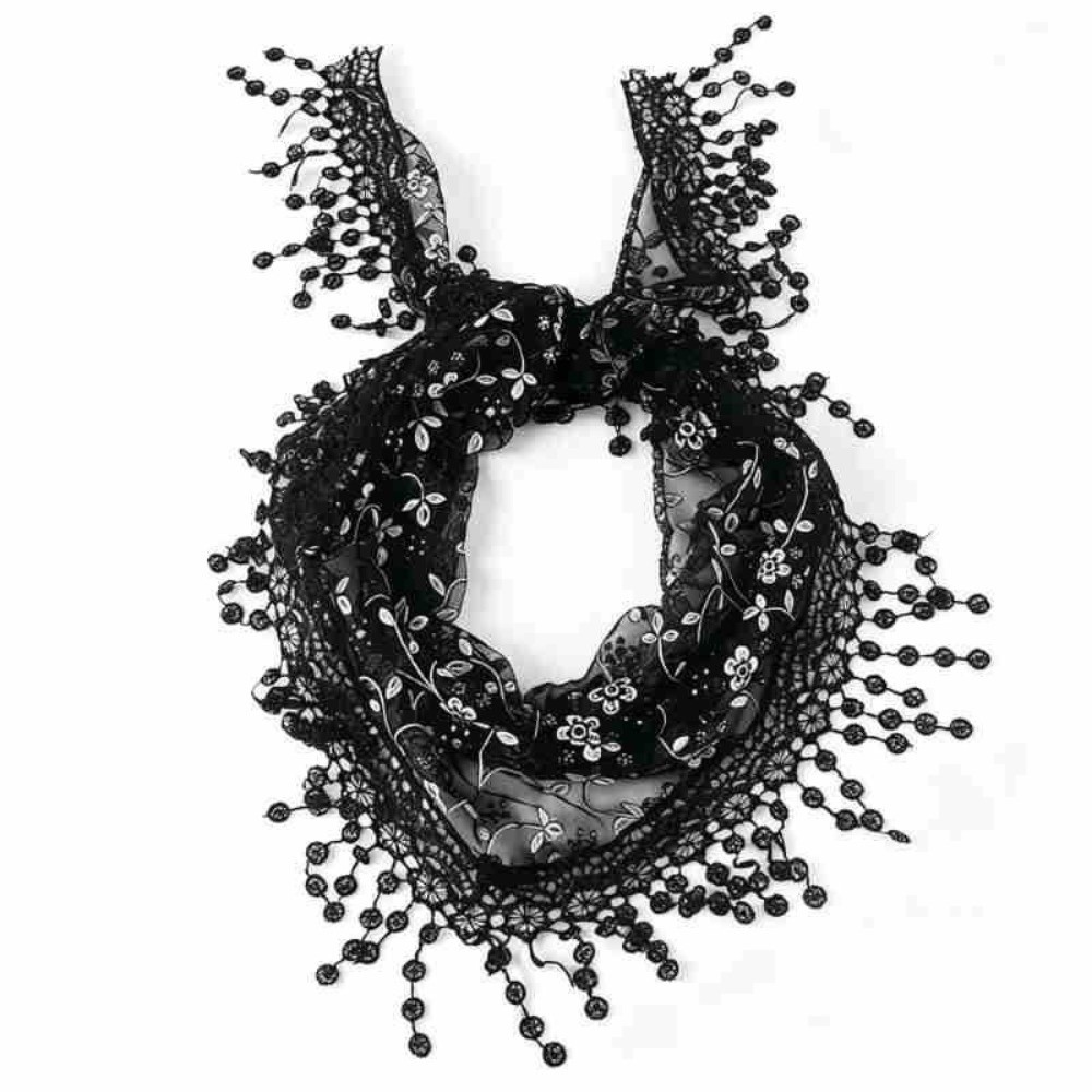 Écharpe triangulaire en dentelle brodée de motifs floraux, écharpe de hanche en dentelle ajourée brodée de motifs floraux, forme triangulaire, idéale pour superposer et couvrir, style Y2K.