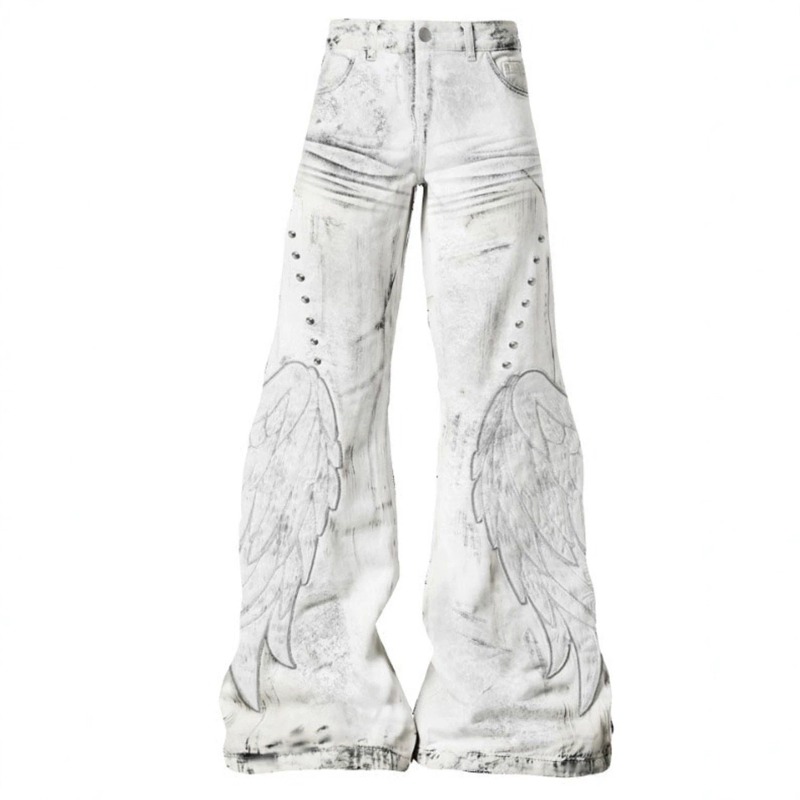 Jeans pour hommes, nouvelle mode d'été, jeans décontractés rétro lavés, pantalon large blanc polyvalent