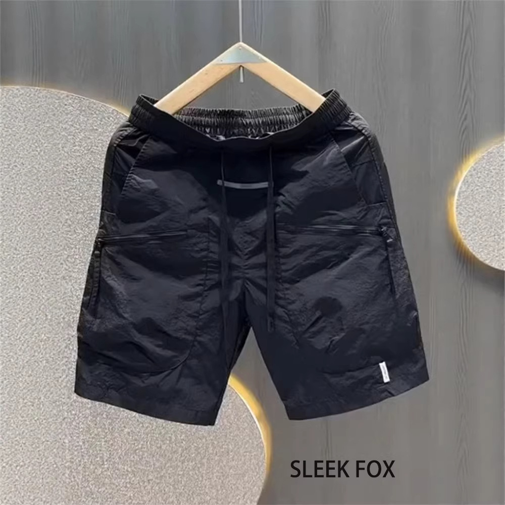 Pantalon de travail tendance et élégant avec cordon de taille, short de plage d'extérieur, grandes poches, été, polyester, coupe droite, vêtements pour hommes