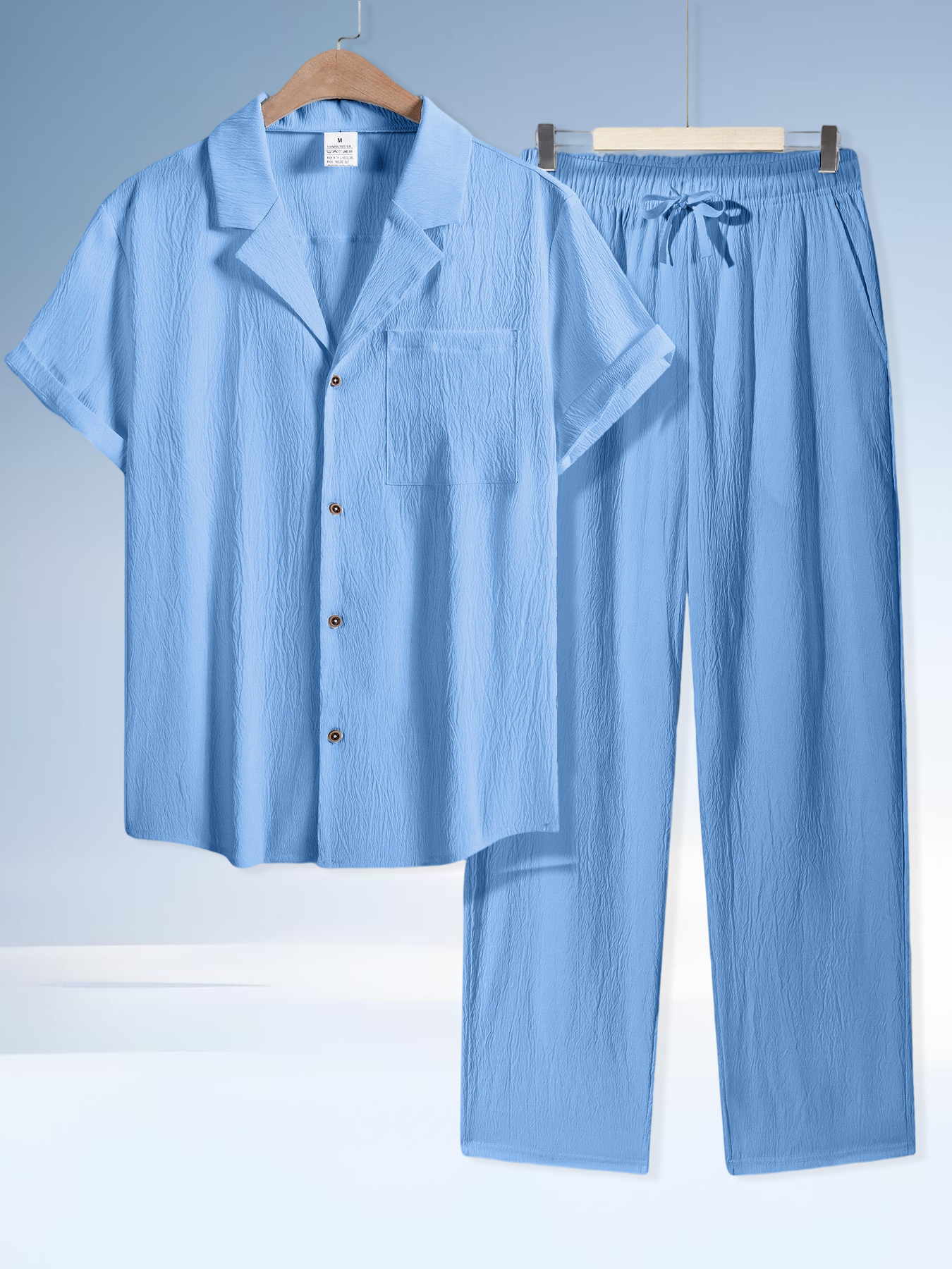Ensemble chemise et pantalon pour homme, chemise décontractée à manches courtes et pantalon ample, 2 pièces, vêtements décontractés pour homme