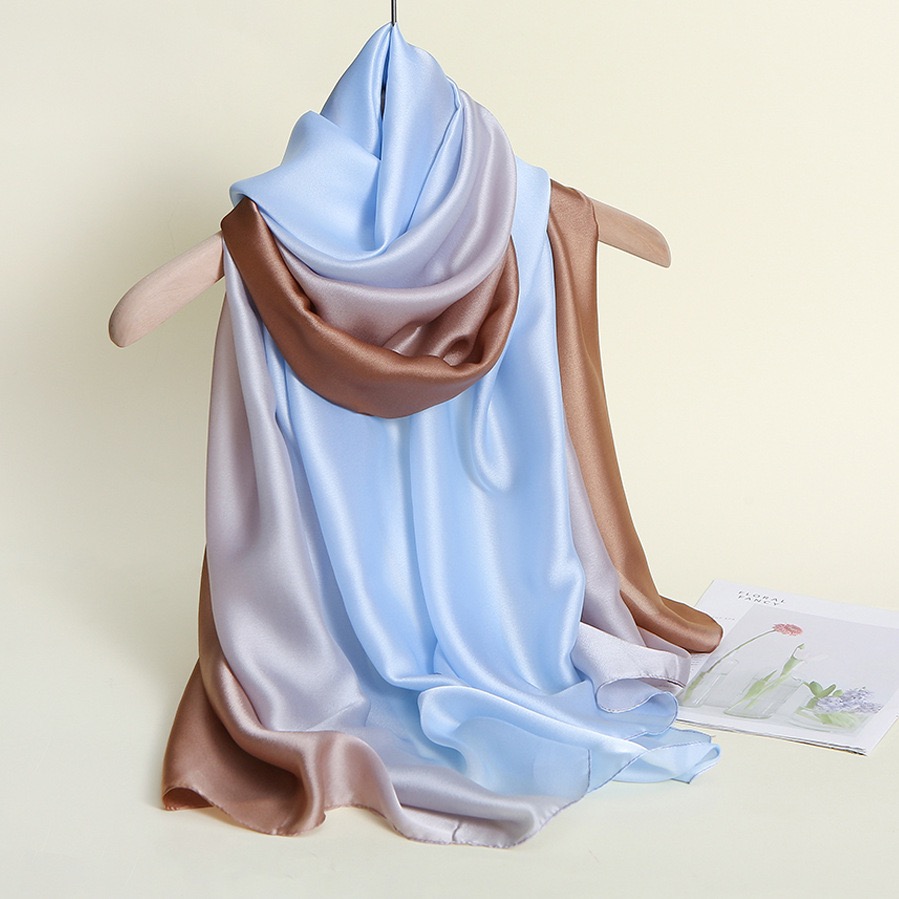Mode dame dégradé couleur longue enveloppement femmes châle en mousseline de soie écharpe foulards décontracté femmes écharpe Feminino femme accessoire