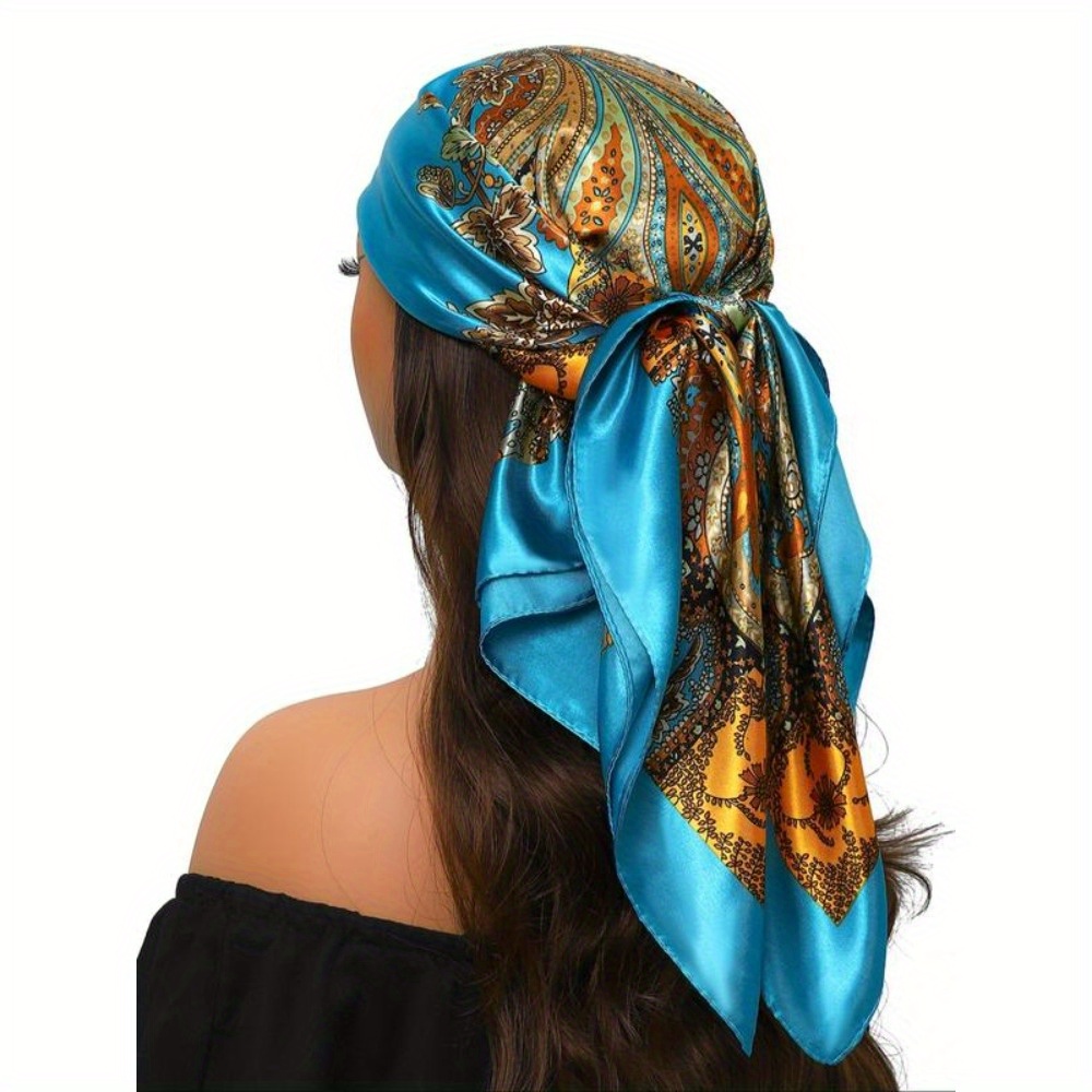 Écharpe carrée imprimée Paisley de Style bohème pour femmes, foulard de mode Vintage, accessoires de cheveux de mode pour femmes et filles
