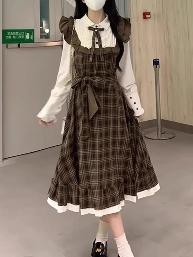 Robe de soirée mi-longue à carreaux pour femmes, Vintage français, élégante, Y2k, Design décontracté, nouvelle mode bureau, vêtements populaires coréens, automne