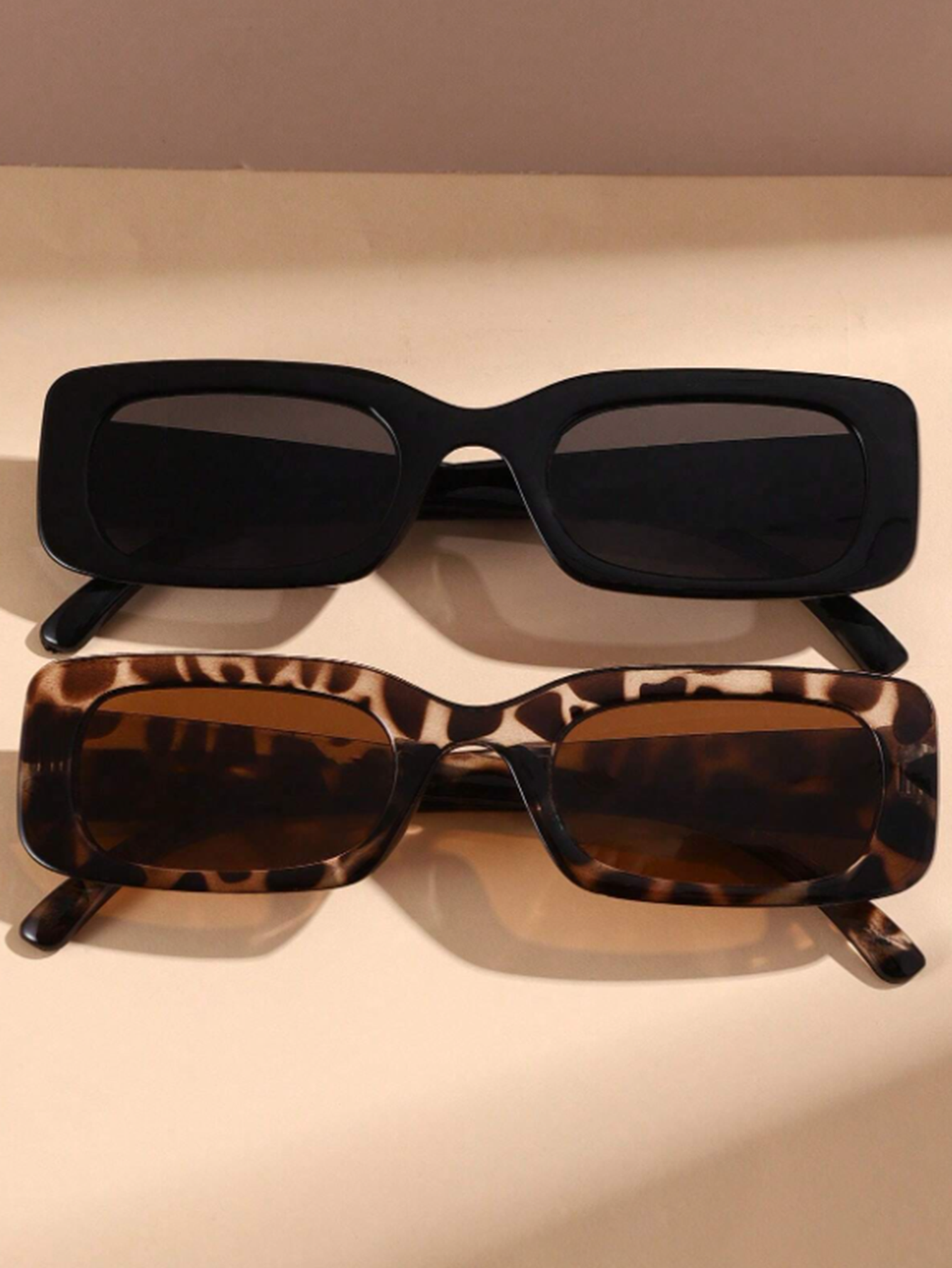 Ensemble de lunettes décoratives décontractées à monture rectangulaire, 2 pièces, légères, portables et durables, décontractées au quotidien